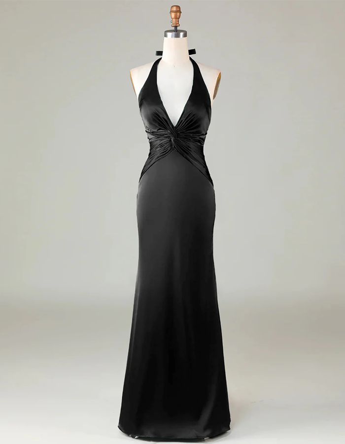 Vestido Maxi Sirena de Satén con Tirantes