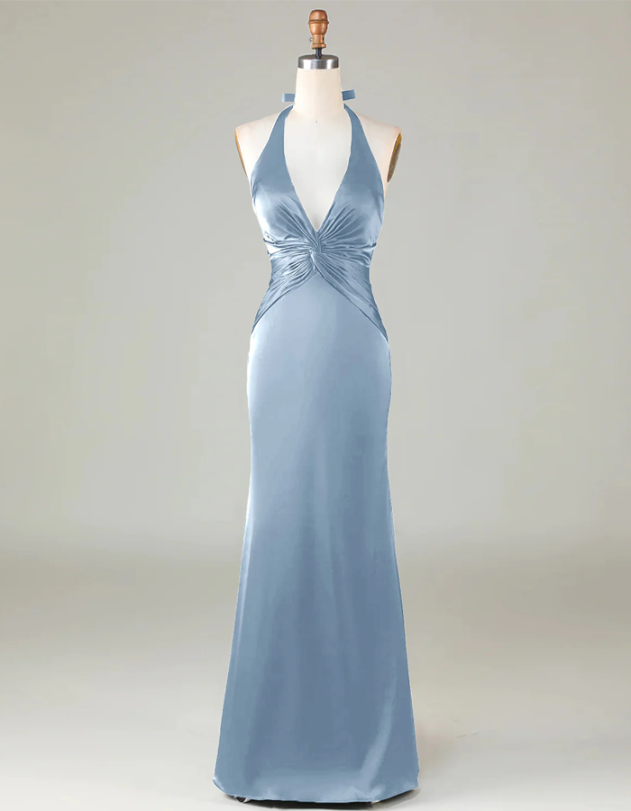 Vestido Maxi Sirena de Satén con Tirantes