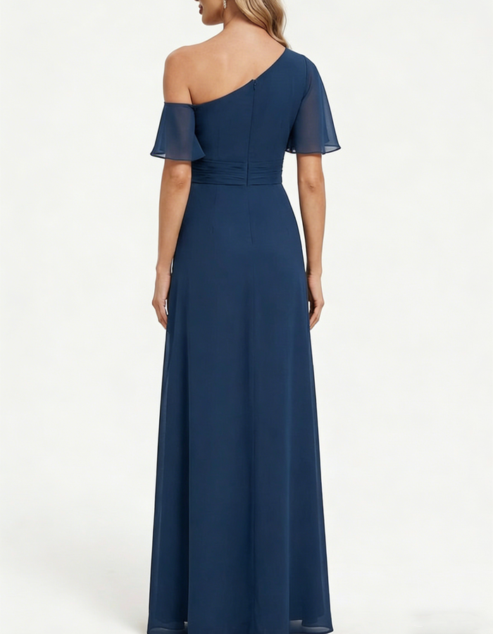 One-shoulder Chiffon Maxi Dress