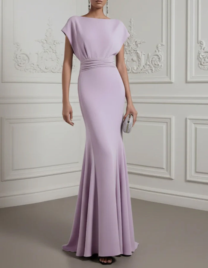 Taro Purple Draped Captain Blended Fishtail Maxi Dress
