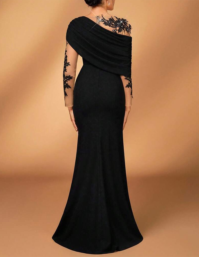 Deep Purple Asymmetric Draped Maxi Dress