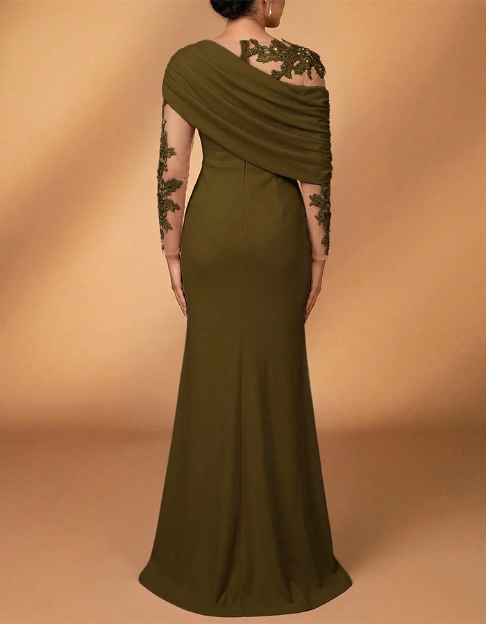 Deep Purple Asymmetric Draped Maxi Dress