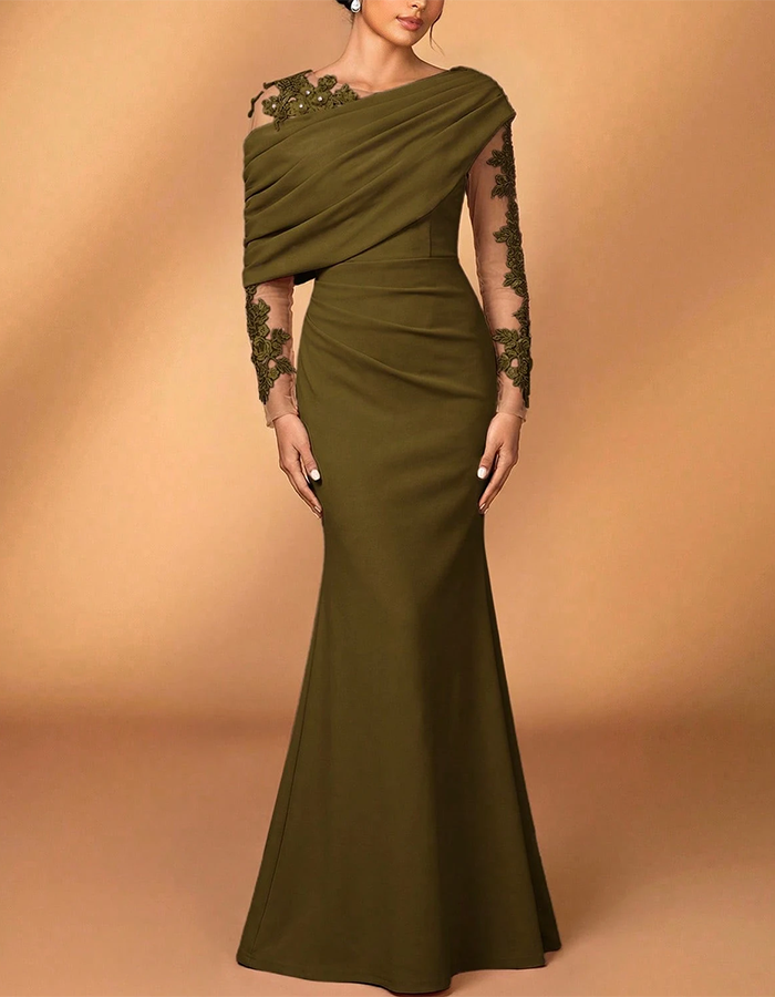 Deep Purple Asymmetric Draped Maxi Dress