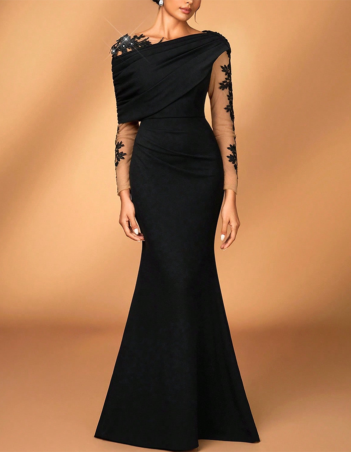 Deep Purple Asymmetric Draped Maxi Dress