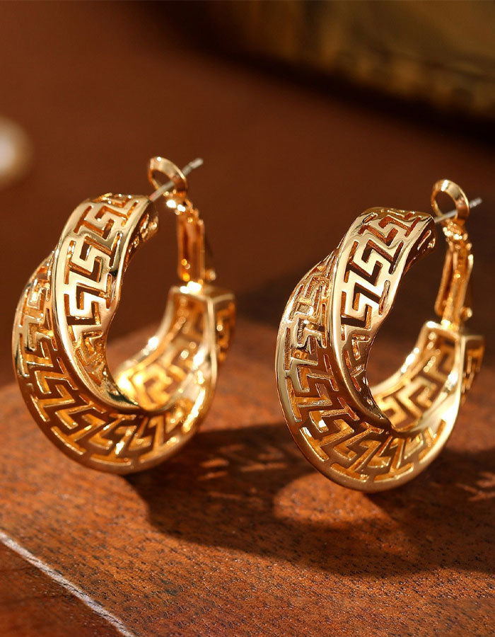 High End Metallic Round Earrings