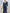 Navy Blue Satin Pleated Slit Maxi Dress