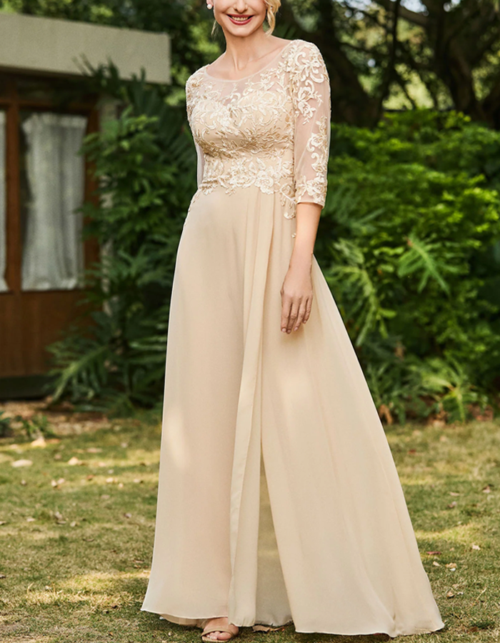 Chiffon Lace Round Neckline Jumpsuit