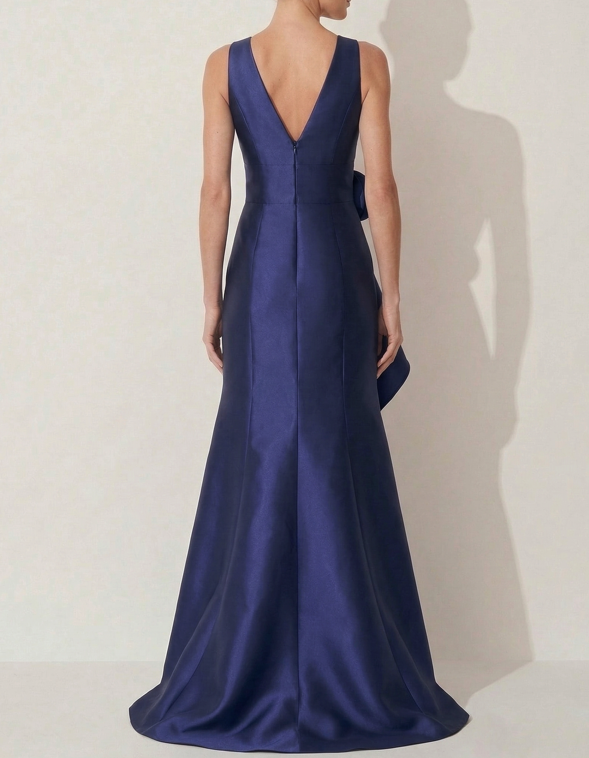 Satin V-neck Fitted Waist Floral Ruffles Maxi Dress