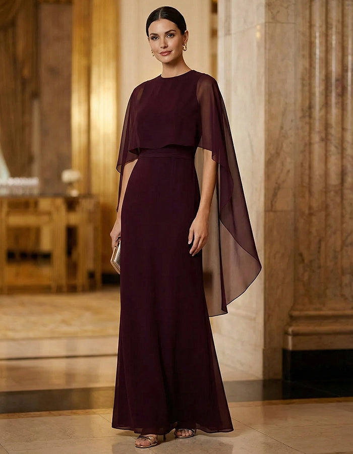 Burgundy Crew Neck Maxi Dress