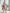 White Base With Rose Red Stand Up Collar Midi Dress
