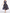 Navy Blue Printed Satin Fitted A-line Midi Dress