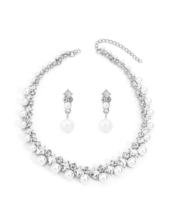 Baroque Alloy Necklace And Earring Jewelry Set