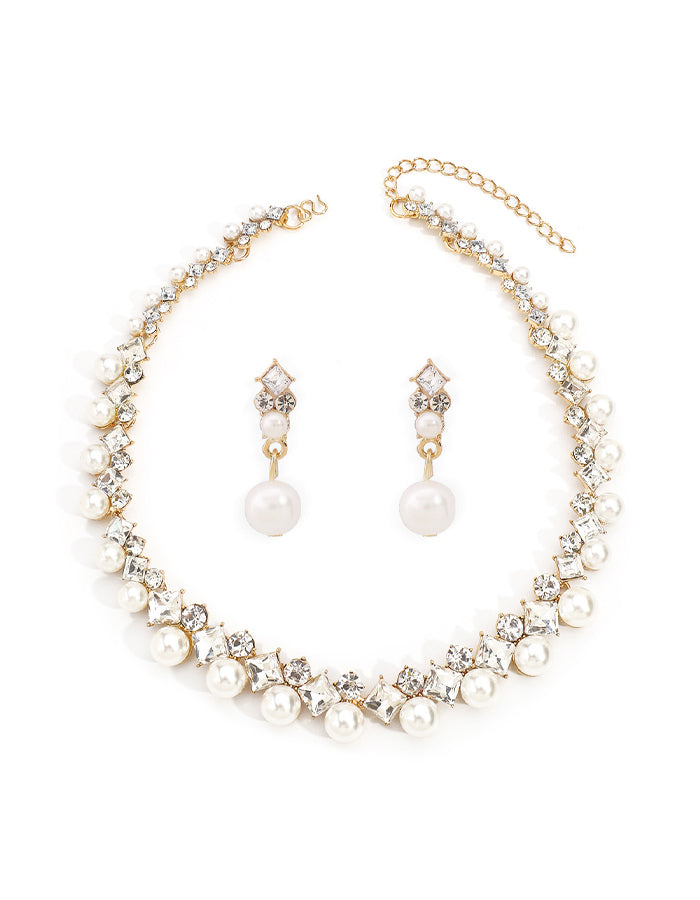 Baroque Alloy Necklace And Earring Jewelry Set