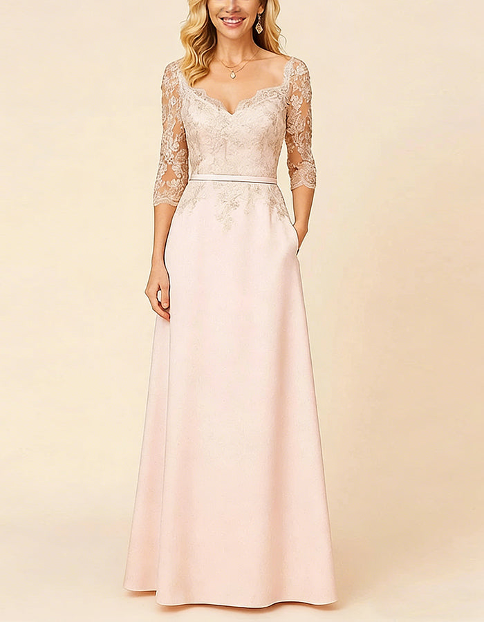 Light Pink Lace Patchwork Maxi Dress