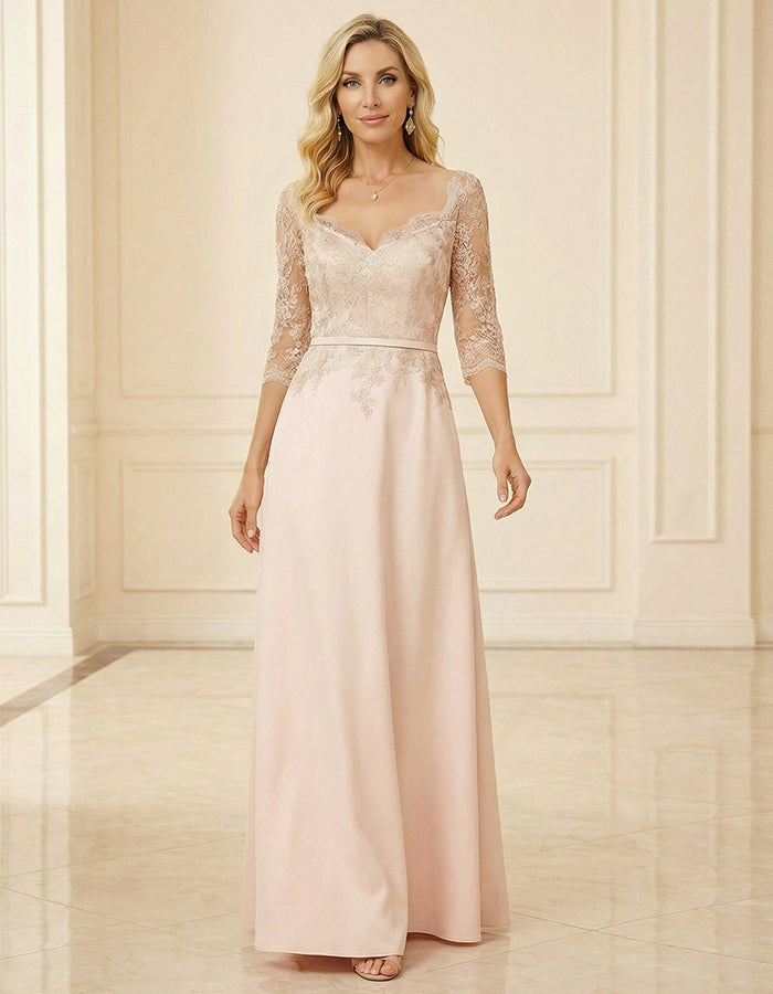 Light Pink Lace Patchwork Maxi Dress