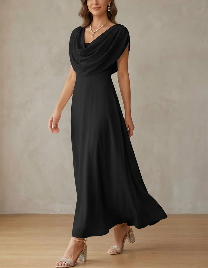 Pink Draped Chiffon Maxi Dress