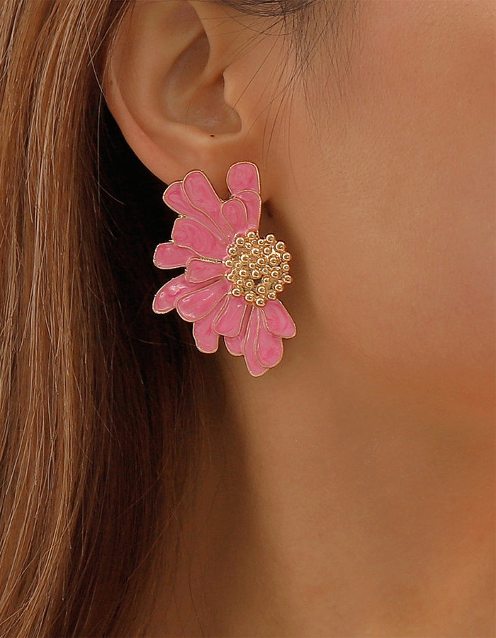 Vintage Alloy Flower Stud Earrings