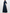 Navy Blue Satin Mid-Length Sleeve Belted Shirt Maxi Dress