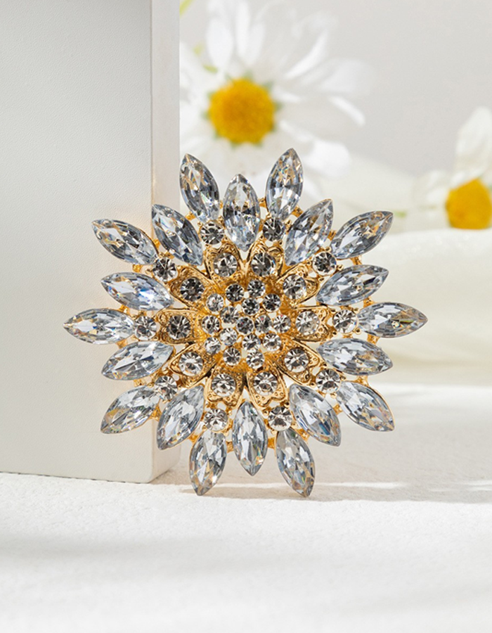Sunflower Crystal Brooch