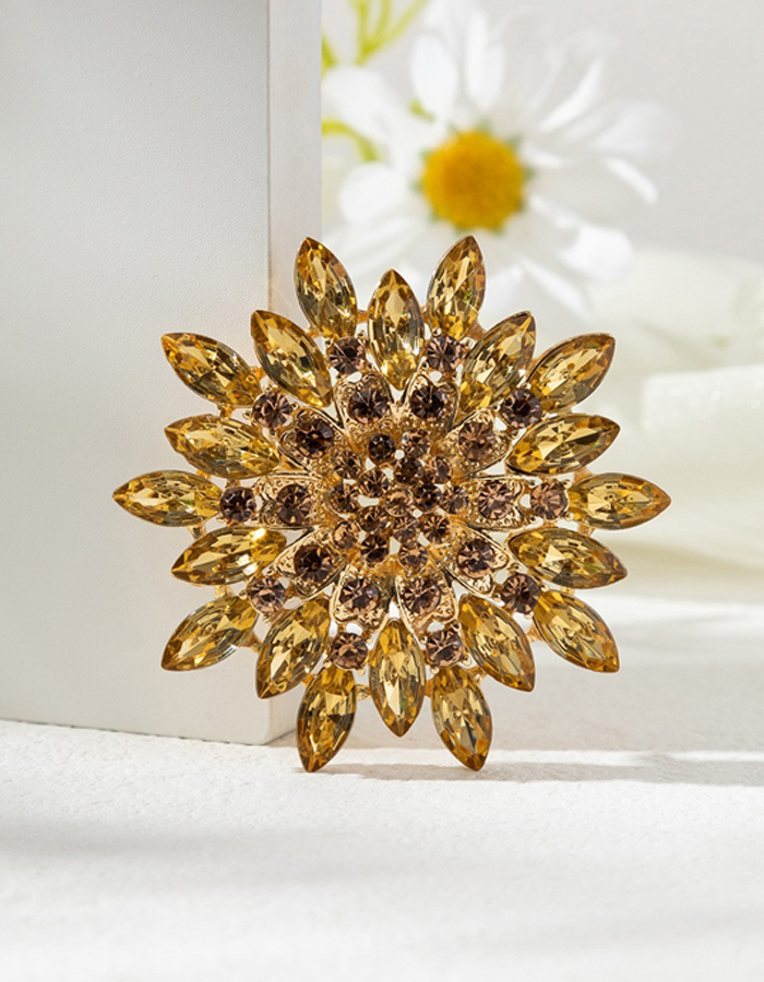 Sunflower Crystal Brooch