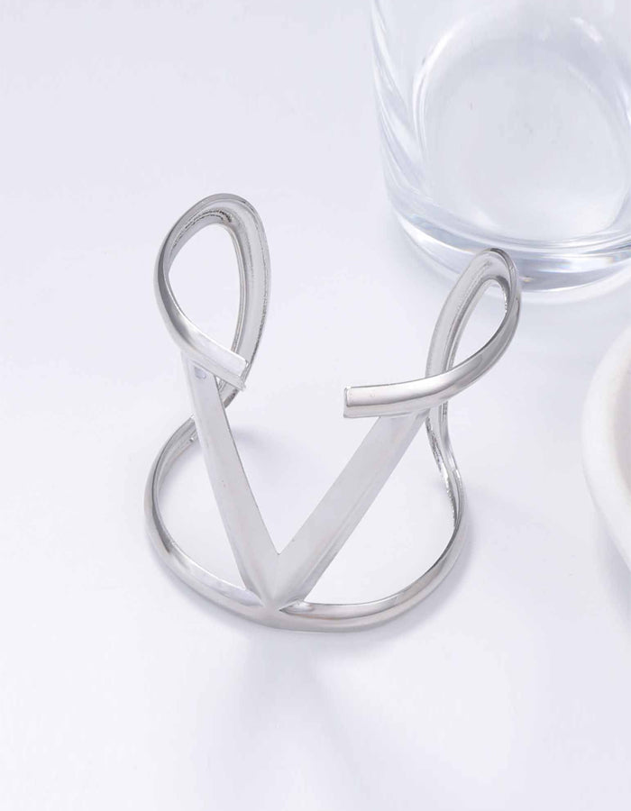 Metal Strip V Shaped Open Bangle
