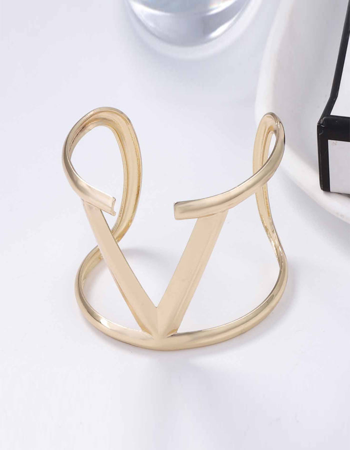 Metal Strip V Shaped Open Bangle