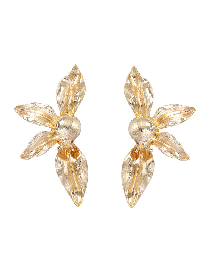 Unique Textured Alloy Flower Stud Earrings