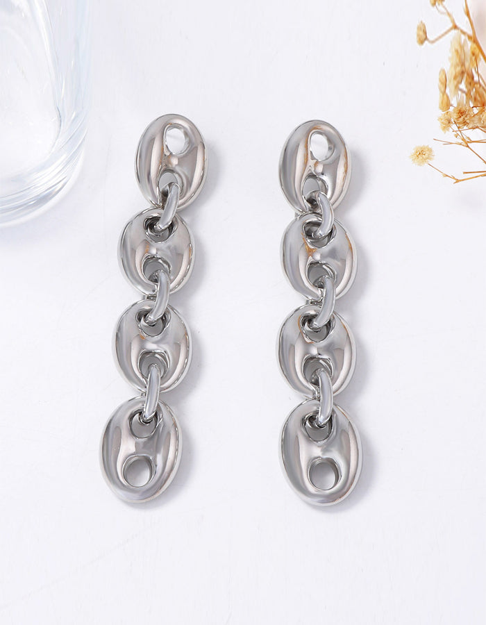 Geometric Pig Nose Patchwork Long Earrings