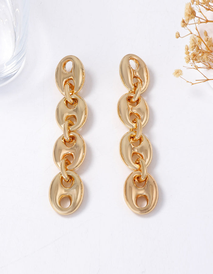 Geometric Pig Nose Patchwork Long Earrings