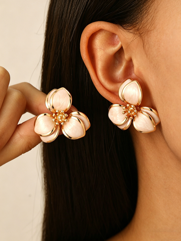 Colorful Oil-drop Flower Earrings