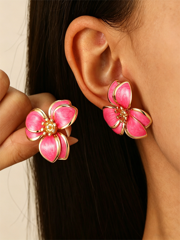 Colorful Oil-drop Flower Earrings