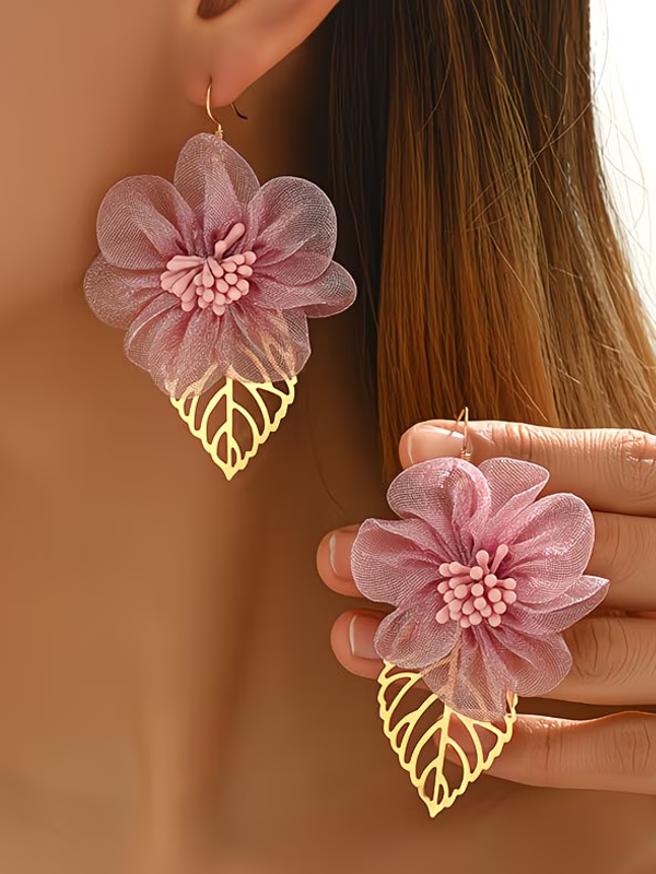 Flower and Leaf Earrings