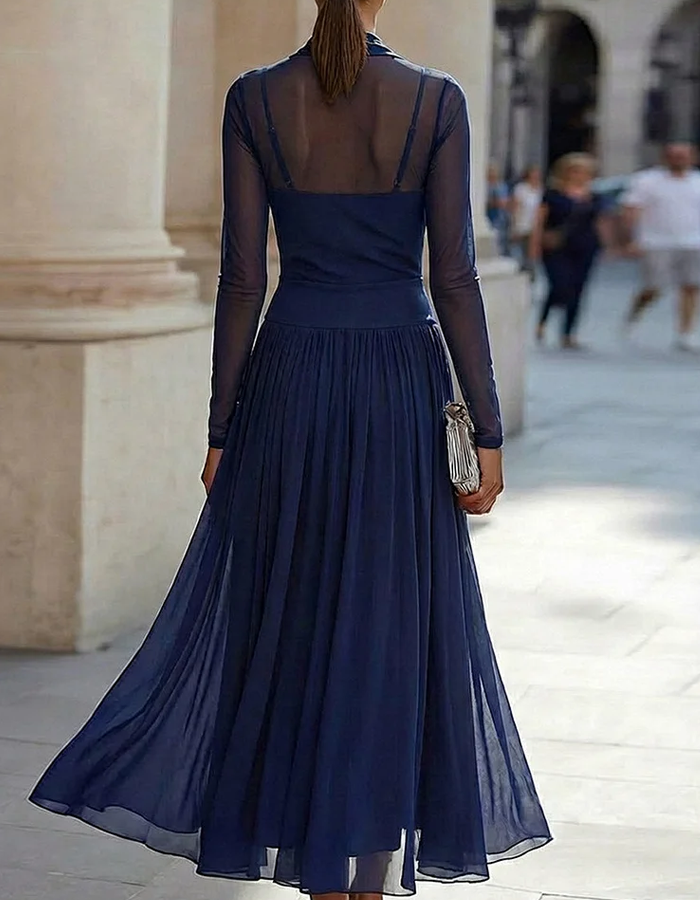 Vestido midi de chifón con escote drapeado