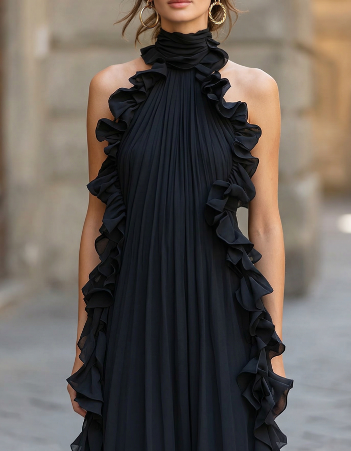 Ruffled Chiffon Maxi Dress
