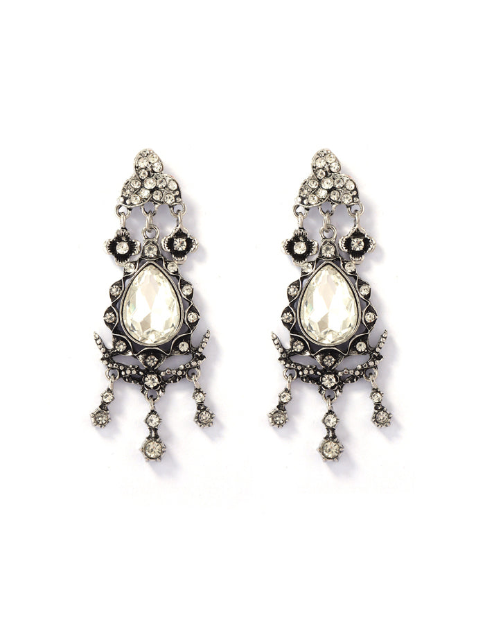 Pendientes de aleación con forma de lágrima de diamante completo