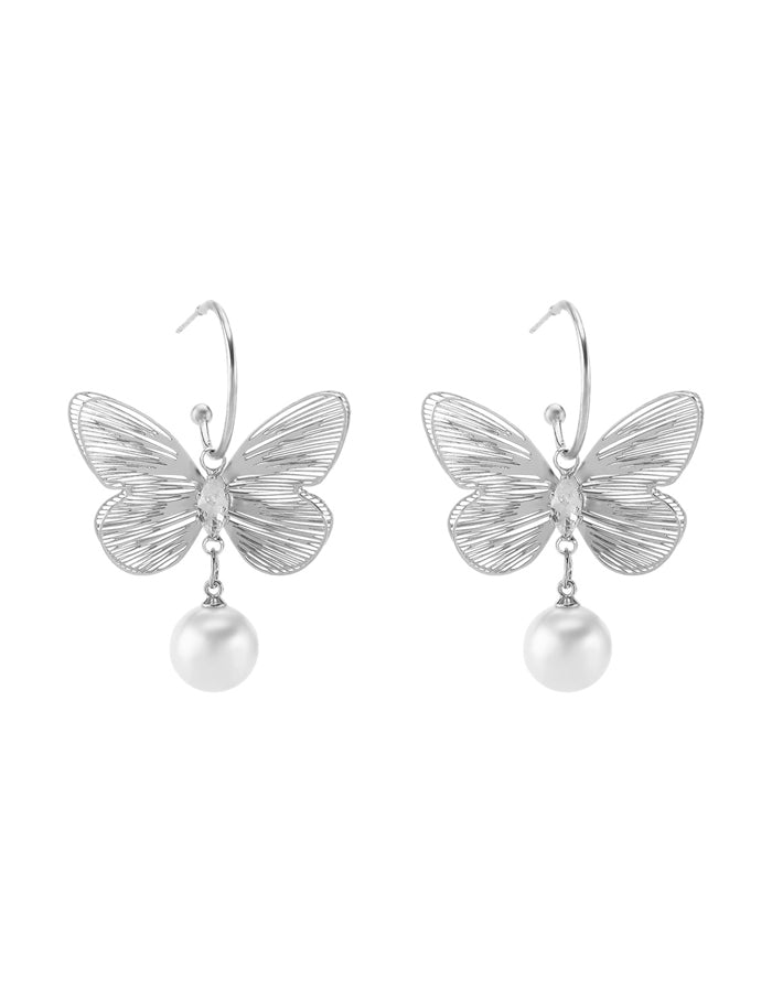 Large Butterfly Pearl Earrings