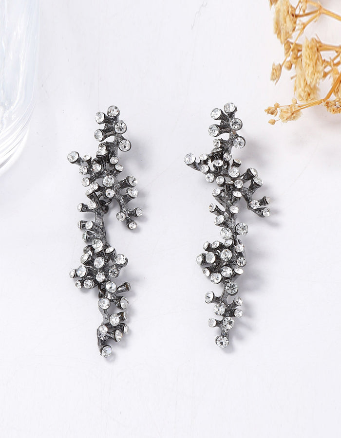 Alloy Full Diamond Waterfall Style Long Pendant Earrings