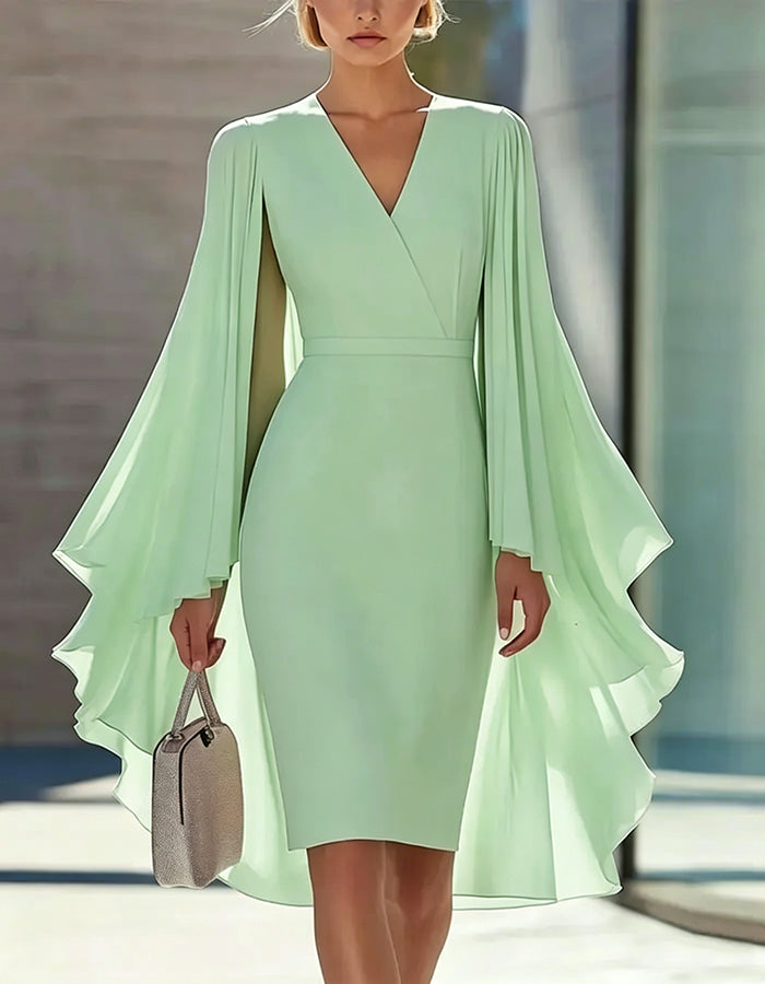 Minivestido Rosa de Estilo Capa con Ajuste en la Cintura