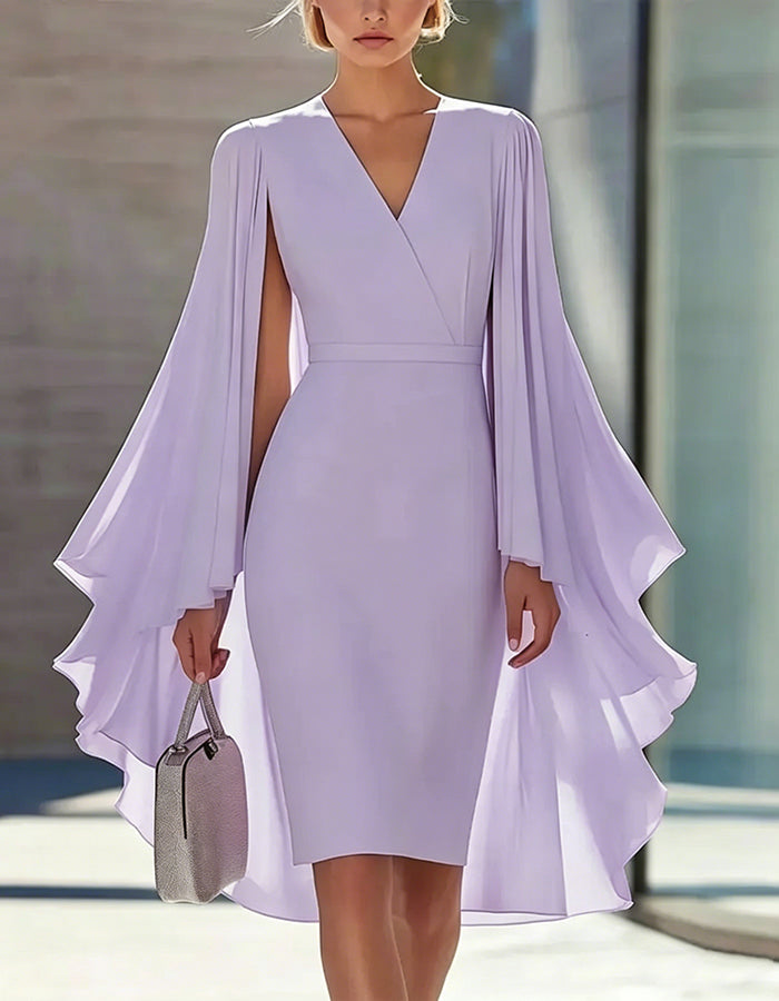 Minivestido Rosa de Estilo Capa con Ajuste en la Cintura