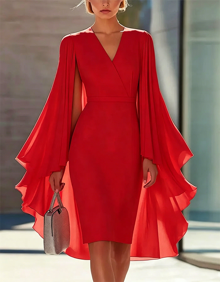 Minivestido Rosa de Estilo Capa con Ajuste en la Cintura
