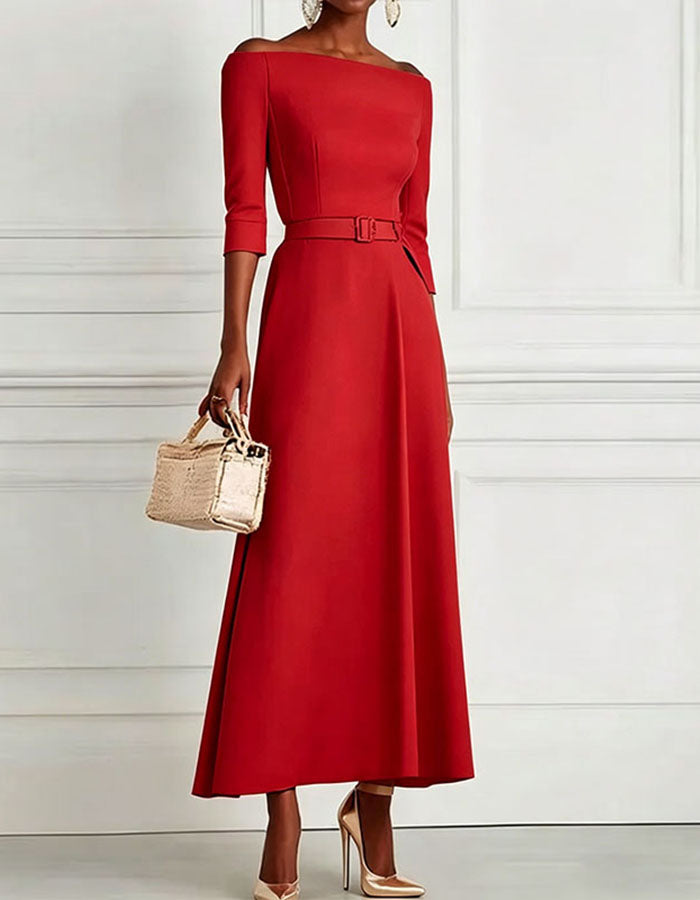 Off Shoulder Tights Midi Dress