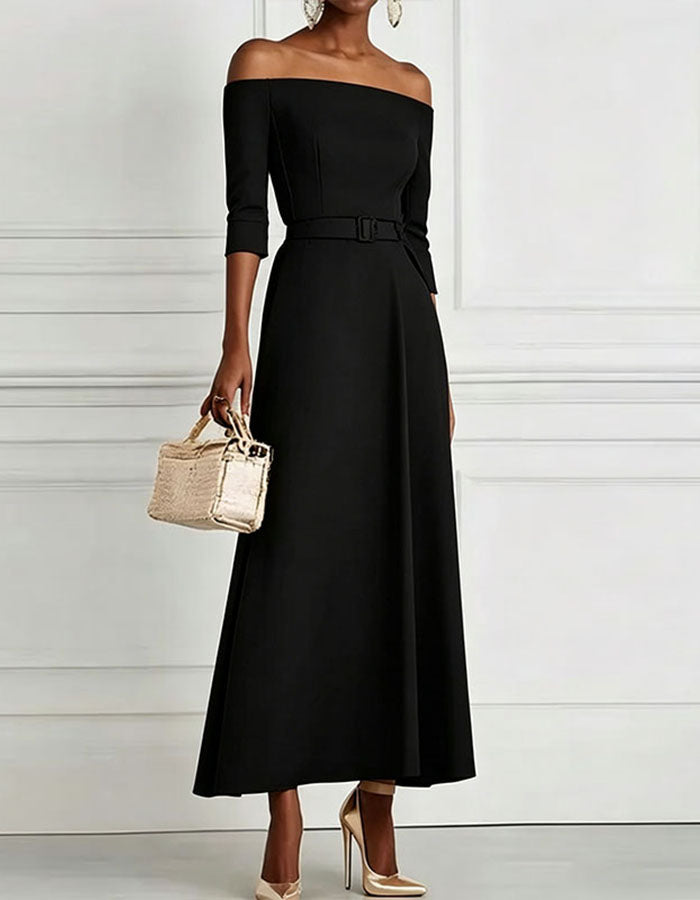 Off Shoulder Tights Midi Dress