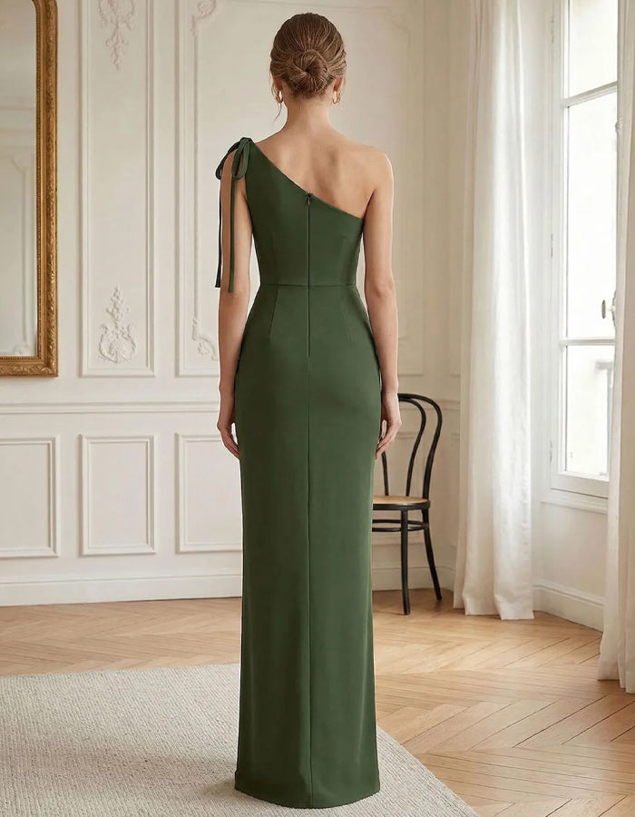 Olive Green One Shoulder Maxi Dress