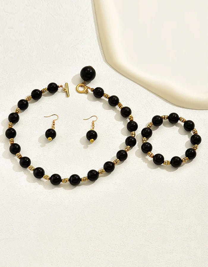 Mother Of Pearl Earrings  Necklace  And Bracelet 3-piece Set