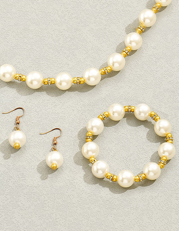 Mother Of Pearl Earrings  Necklace  And Bracelet 3-piece Set