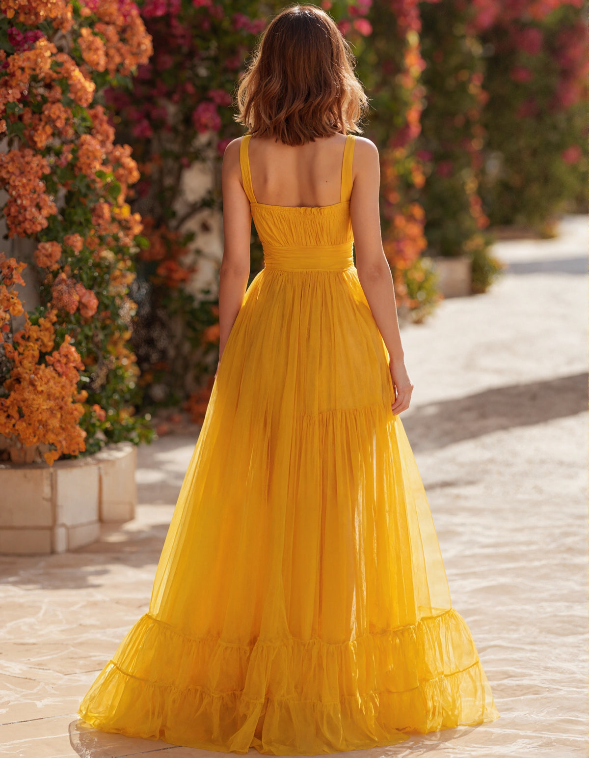 Yellow Sheer Camisole Maxi Dress