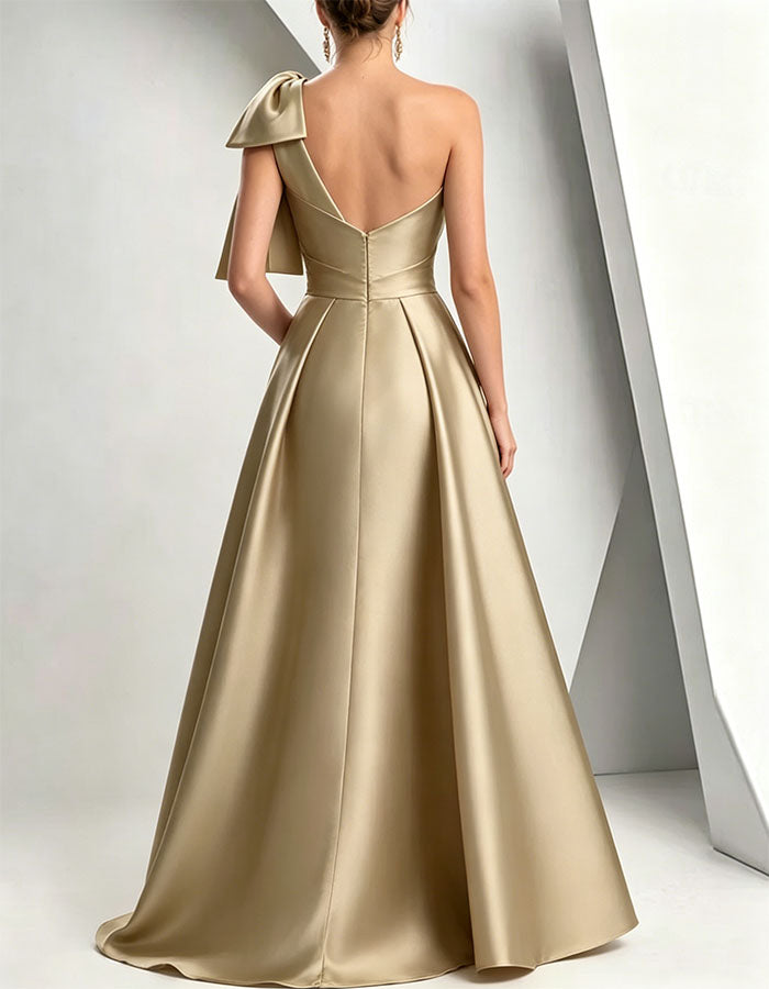 One-shoulder Oversized Bow Design Maxi Dress