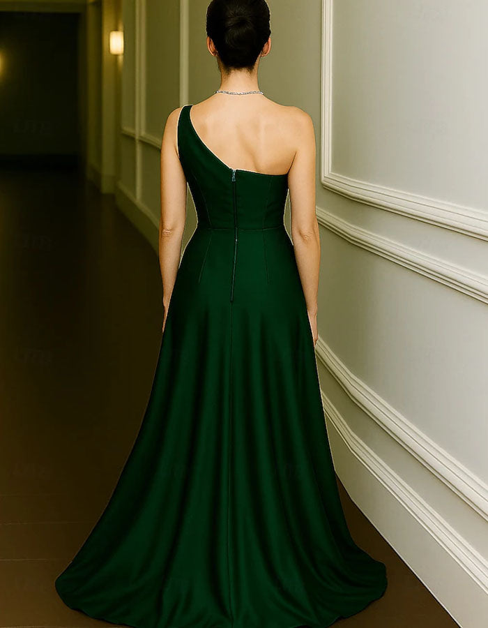 Solid Satin Shoulder Maxi Dress
