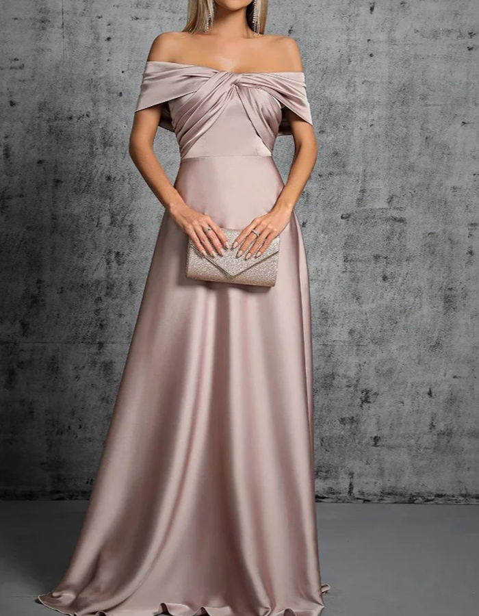 Satin Off-the-Shoulder Trousered Maxi Dress
