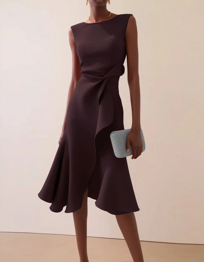 Round Neck Sleeveless Elegant Midi Dress